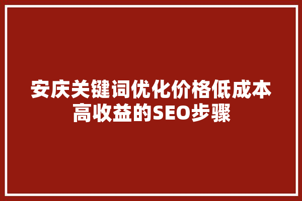 安庆关键词优化价格低成本高收益的SEO步骤