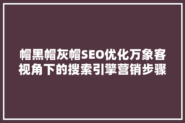 帽黑帽灰帽SEO优化万象客视角下的搜索引擎营销步骤