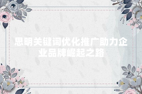 思明关键词优化推广助力企业品牌崛起之路