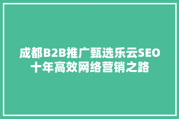 成都B2B推广甄选乐云SEO十年高效网络营销之路