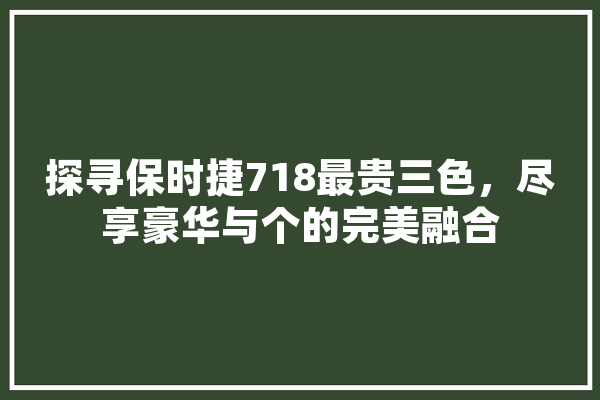 探寻保时捷718最贵三色，尽享豪华与个的完美融合