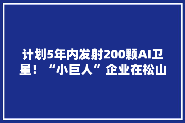 计划5年内发射200颗AI卫星！“小巨人”企业在松山湖谋划新构造_科技_企业 AI简讯