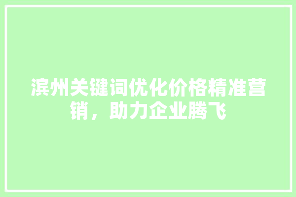 滨州关键词优化价格精准营销，助力企业腾飞
