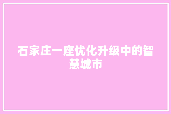 石家庄一座优化升级中的智慧城市