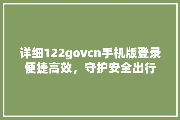 详细122govcn手机版登录便捷高效，守护安全出行