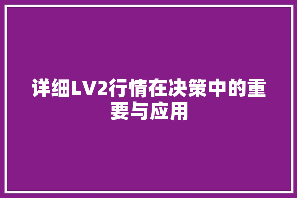 详细LV2行情在决策中的重要与应用
