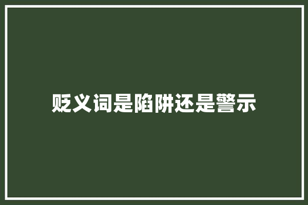 贬义词是陷阱还是警示