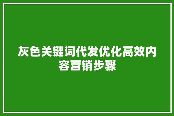 灰色关键词代发优化高效内容营销步骤
