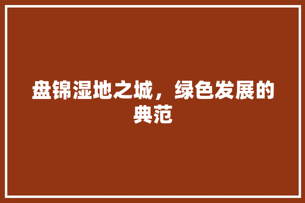 盘锦湿地之城，绿色发展的典范