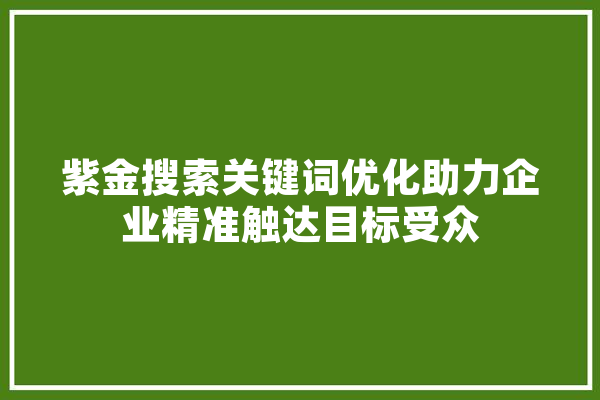 紫金搜索关键词优化助力企业精准触达目标受众