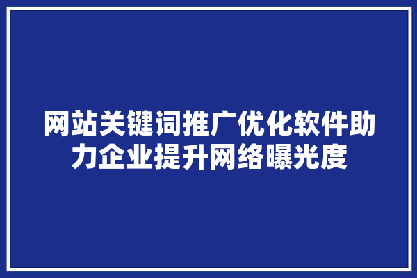 网站关键词推广优化软件助力企业提升网络曝光度