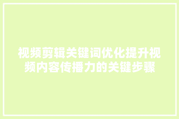 视频剪辑关键词优化提升视频内容传播力的关键步骤