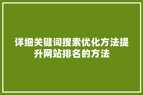 详细关键词搜索优化方法提升网站排名的方法