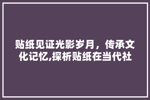 贴纸见证光影岁月，传承文化记忆,探析贴纸在当代社会的作用与价值