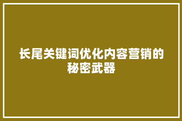 长尾关键词优化内容营销的秘密武器