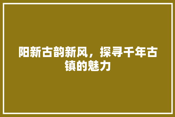阳新古韵新风，探寻千年古镇的魅力