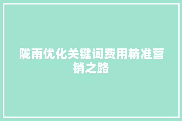 陇南优化关键词费用精准营销之路 智能助手