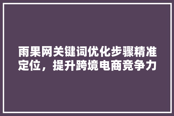 雨果网关键词优化步骤精准定位，提升跨境电商竞争力