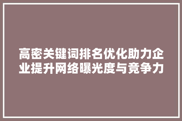 高密关键词排名优化助力企业提升网络曝光度与竞争力