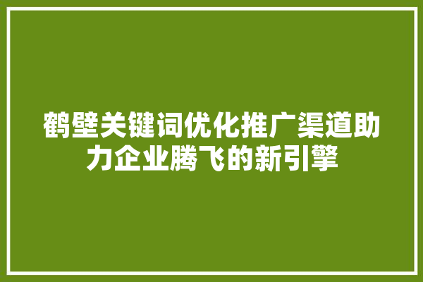 鹤壁关键词优化推广渠道助力企业腾飞的新引擎
