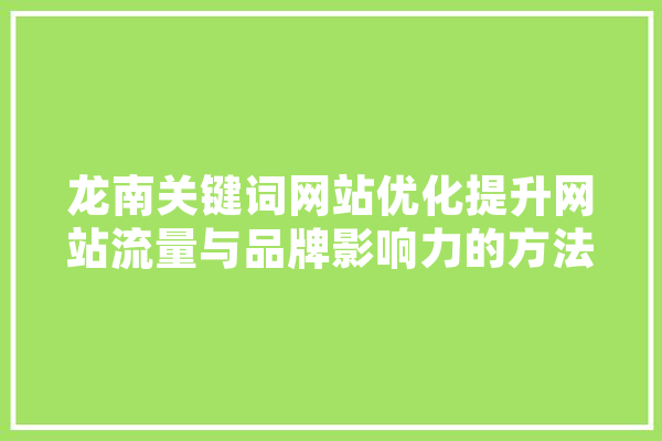 龙南关键词网站优化提升网站流量与品牌影响力的方法