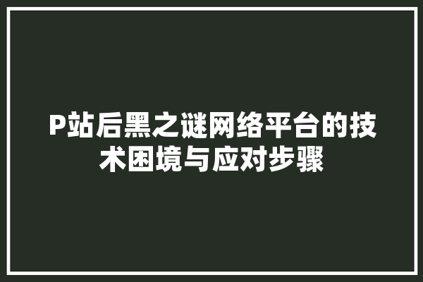 P站后黑之谜网络平台的技术困境与应对步骤 绘影字幕