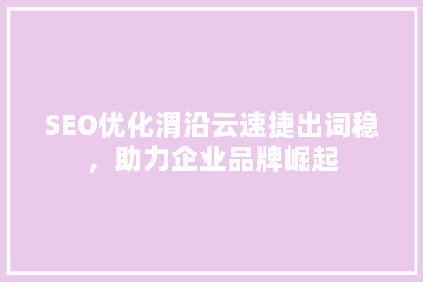 SEO优化渭沿云速捷出词稳，助力企业品牌崛起