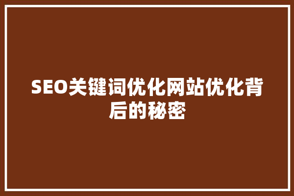 SEO关键词优化网站优化背后的秘密 计算机