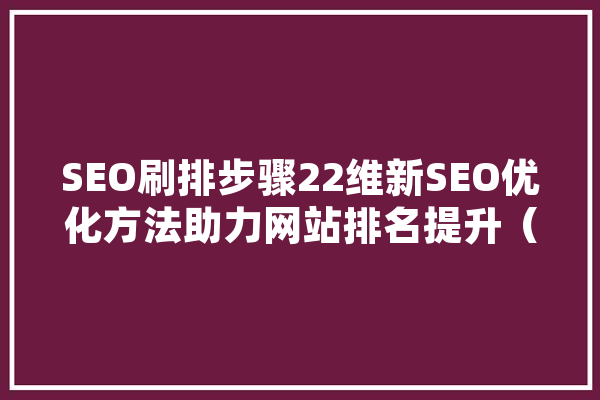 SEO刷排步骤22维新SEO优化方法助力网站排名提升（840-900-97） AI快讯