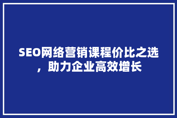 SEO网络营销课程价比之选，助力企业高效增长