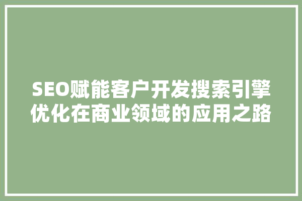 SEO赋能客户开发搜索引擎优化在商业领域的应用之路 AI简讯
