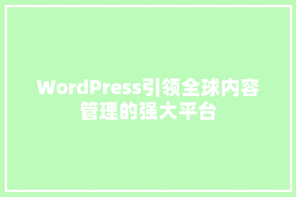 WordPress引领全球内容管理的强大平台