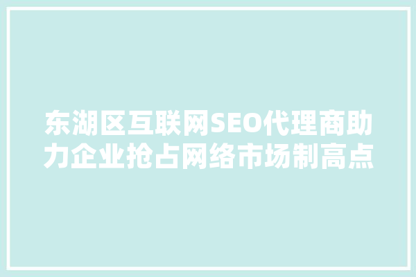 东湖区互联网SEO代理商助力企业抢占网络市场制高点