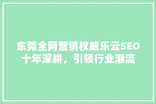 东莞全网营销权威乐云SEO十年深耕，引领行业潮流