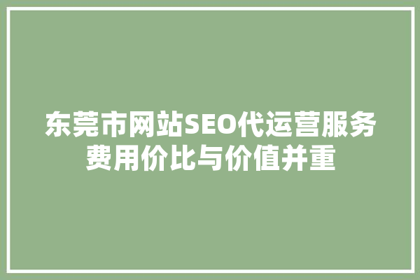 东莞市网站SEO代运营服务费用价比与价值并重