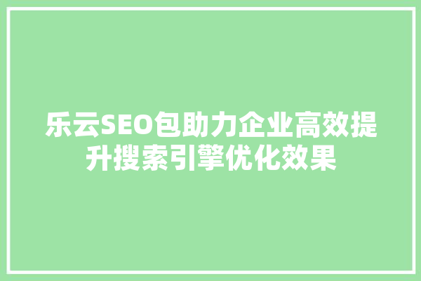 乐云SEO包助力企业高效提升搜索引擎优化效果 计算机