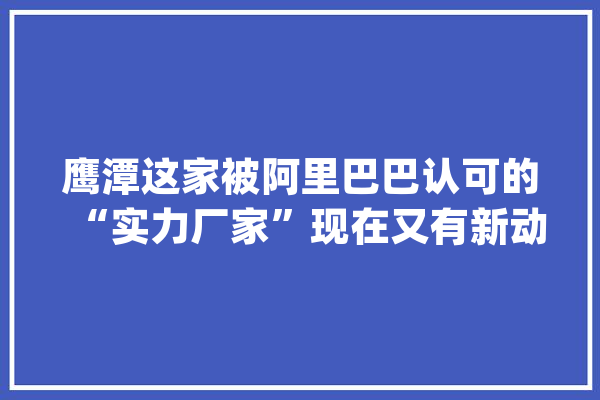 鹰潭这家被阿里巴巴认可的“实力厂家”现在又有新动作......_科技有限公司_江西 智能问答