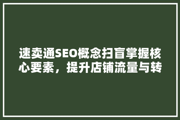 速卖通SEO概念扫盲掌握核心要素，提升店铺流量与转化率