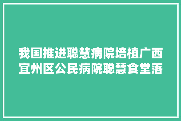我国推进聪慧病院培植广西宜州区公民病院聪慧食堂落地运用_食堂_宜州 云服务