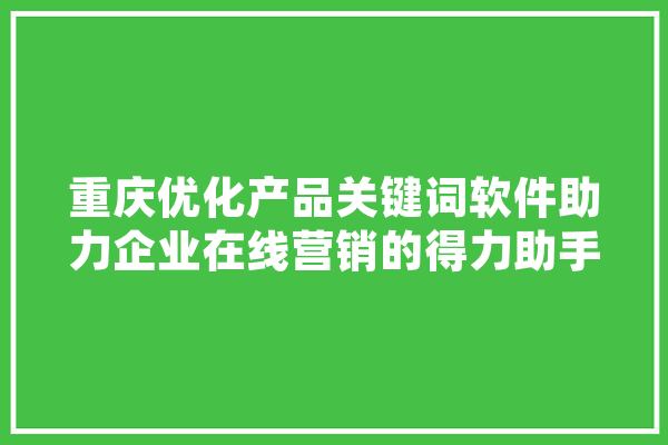 重庆优化产品关键词软件助力企业在线营销的得力助手