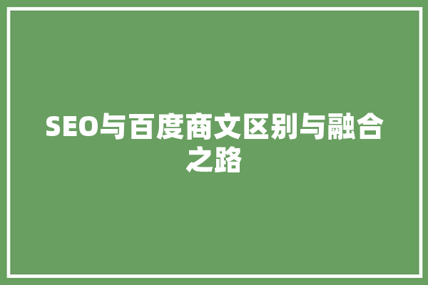 SEO与百度商文区别与融合之路