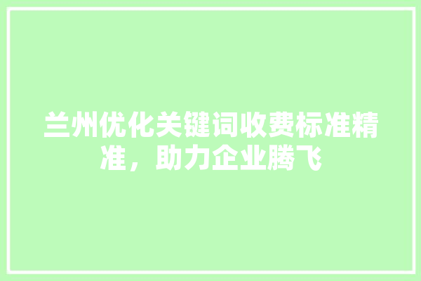 兰州优化关键词收费标准精准，助力企业腾飞