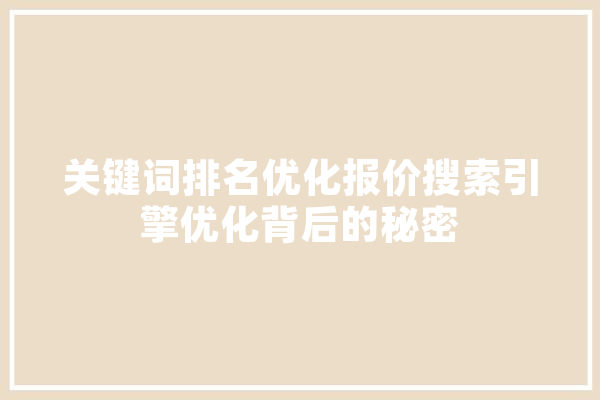 关键词排名优化报价搜索引擎优化背后的秘密