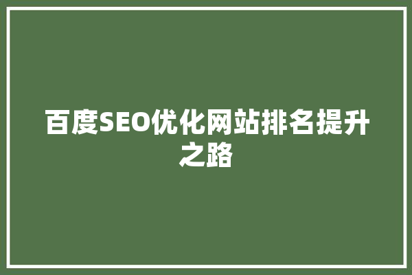 百度SEO优化网站排名提升之路