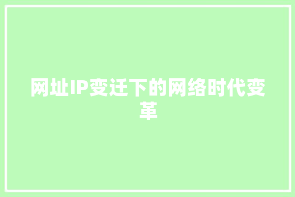 网址IP变迁下的网络时代变革