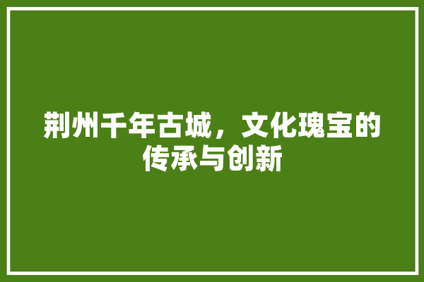 荆州千年古城，文化瑰宝的传承与创新