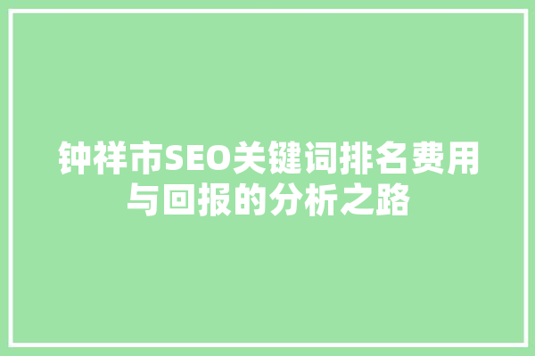 钟祥市SEO关键词排名费用与回报的分析之路