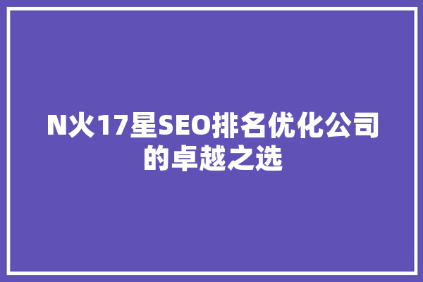 N火17星SEO排名优化公司的卓越之选 计算机