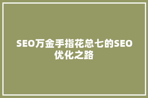 SEO万金手指花总七的SEO优化之路