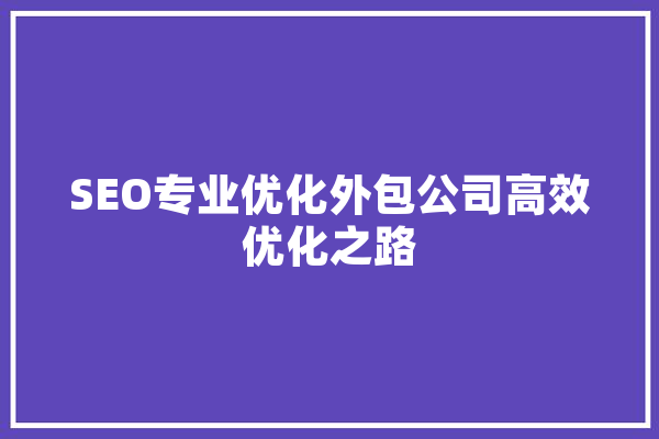 SEO专业优化外包公司高效优化之路